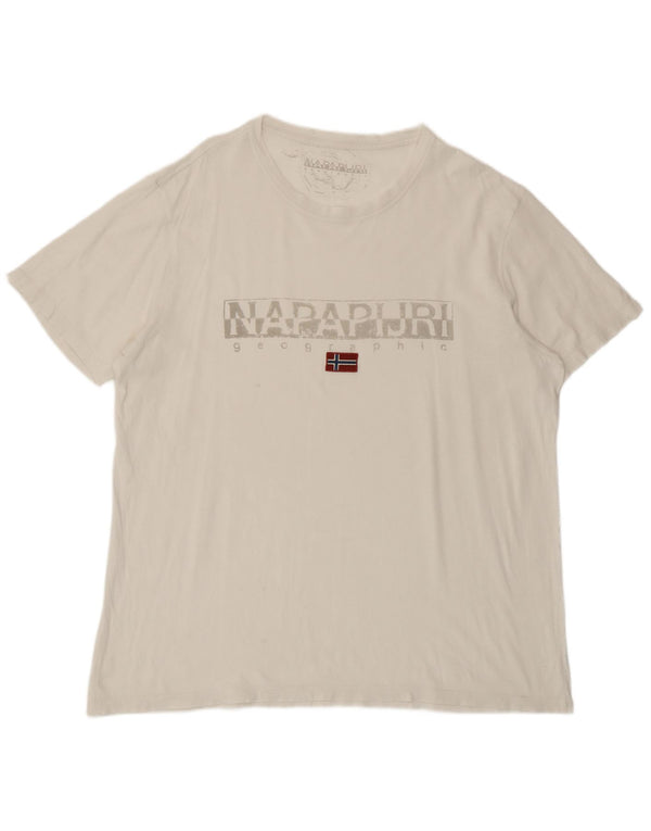 Napapijri Hombre Camiseta Gráfica Top XL Blanco