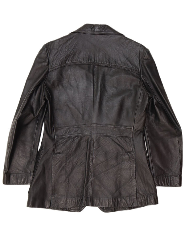 Vintage hombres 2 botones cuero Blazer chaqueta Reino Unido 40 grande negro