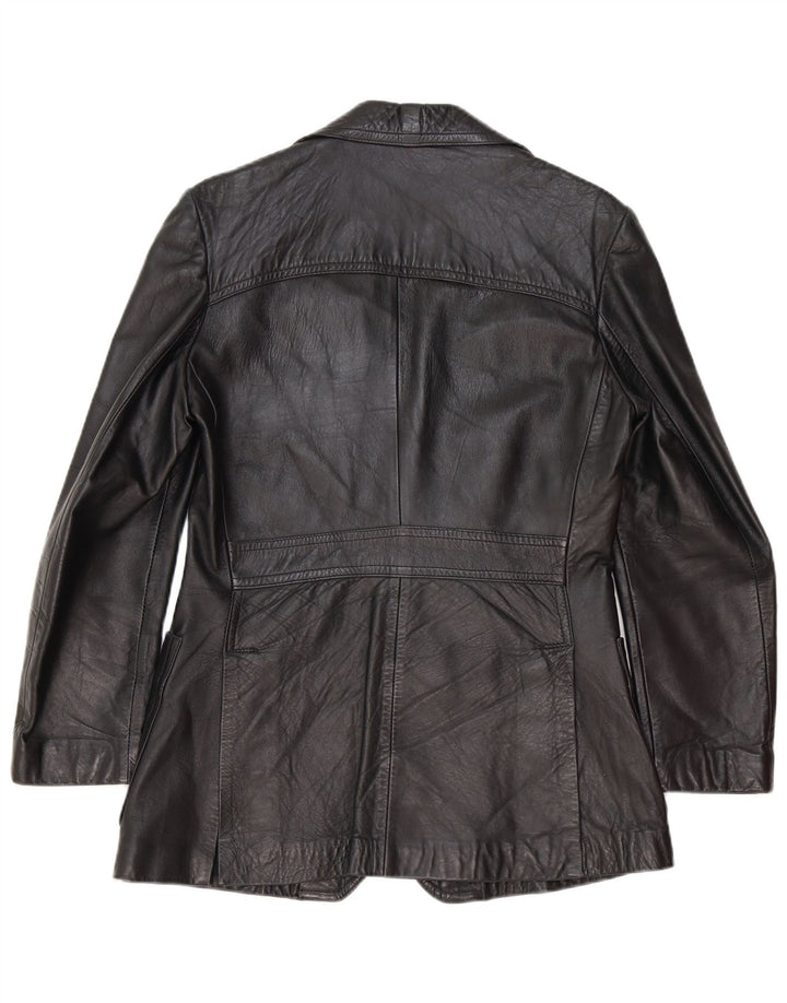 Vintage hombres 2 botones cuero Blazer chaqueta Reino Unido 40 grande negro