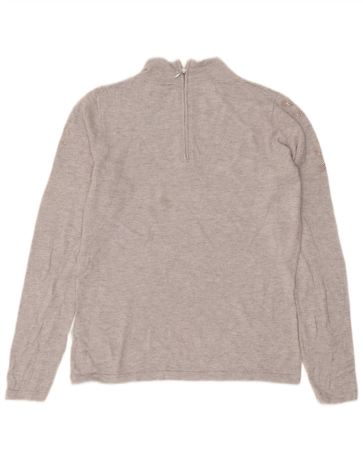 Coast - Jersey con cuello alto para mujer, talla 40, poliamida floral, color gris medio