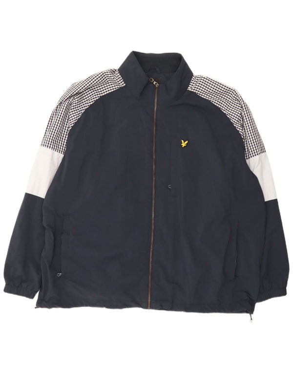 Lyle & Scott Chaqueta impermeable para hombre UK 46 3XL Azul marino Colorblock Nylon