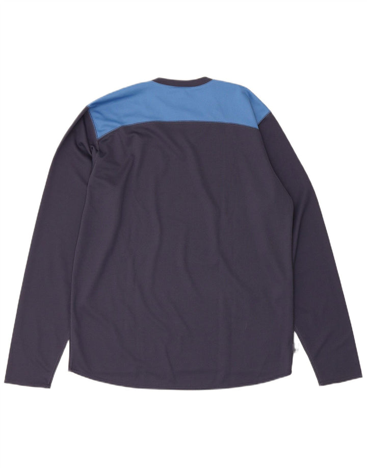 Adidas Hombre Climalite Graphic Top Manga Larga Medio Azul Marino Colorblock
