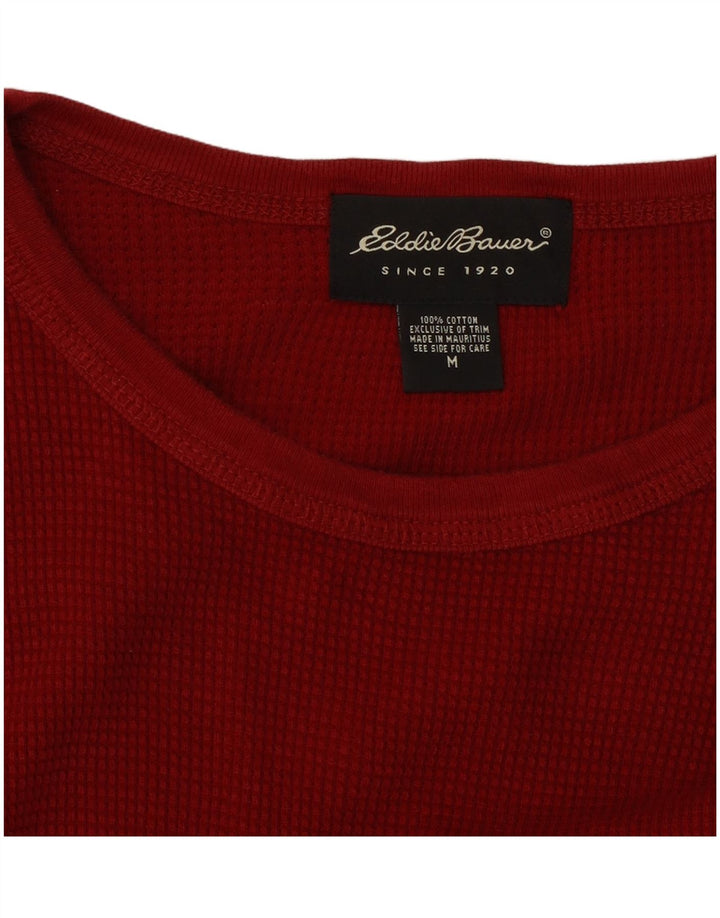 Eddie Bauer Top para hombre manga larga algodón rojo medio