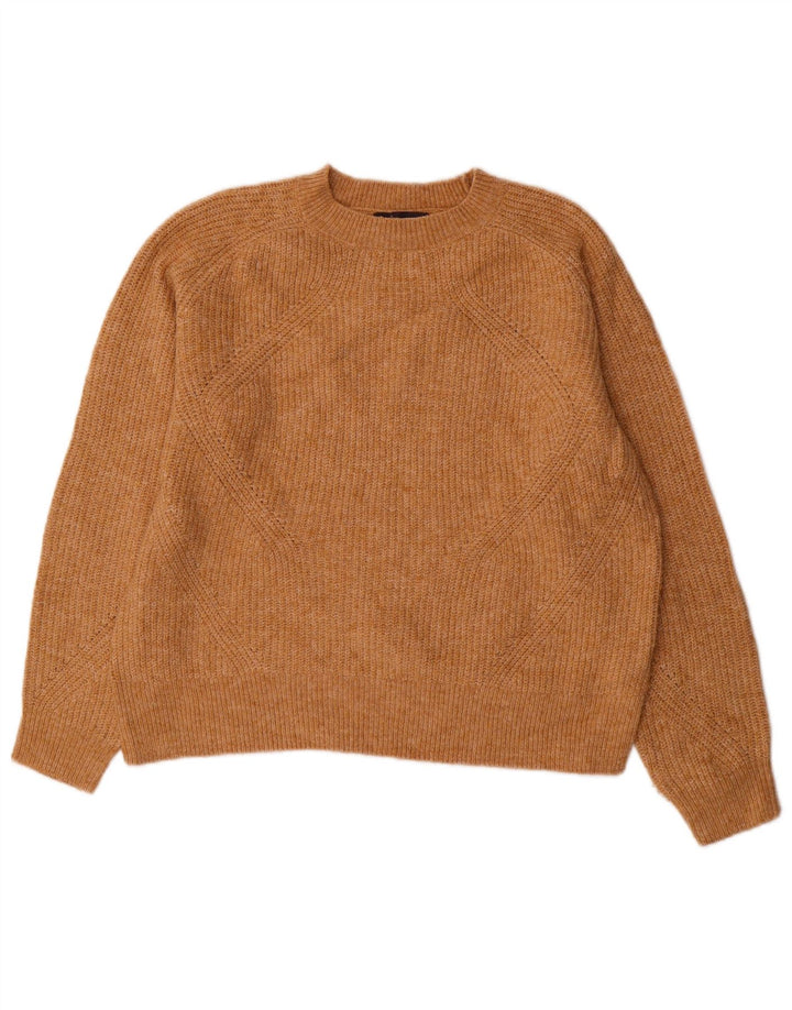 MARKS & SPENCER Womens Crew Neck Jumper Sweater UK 14 Medium Brown Acrylic