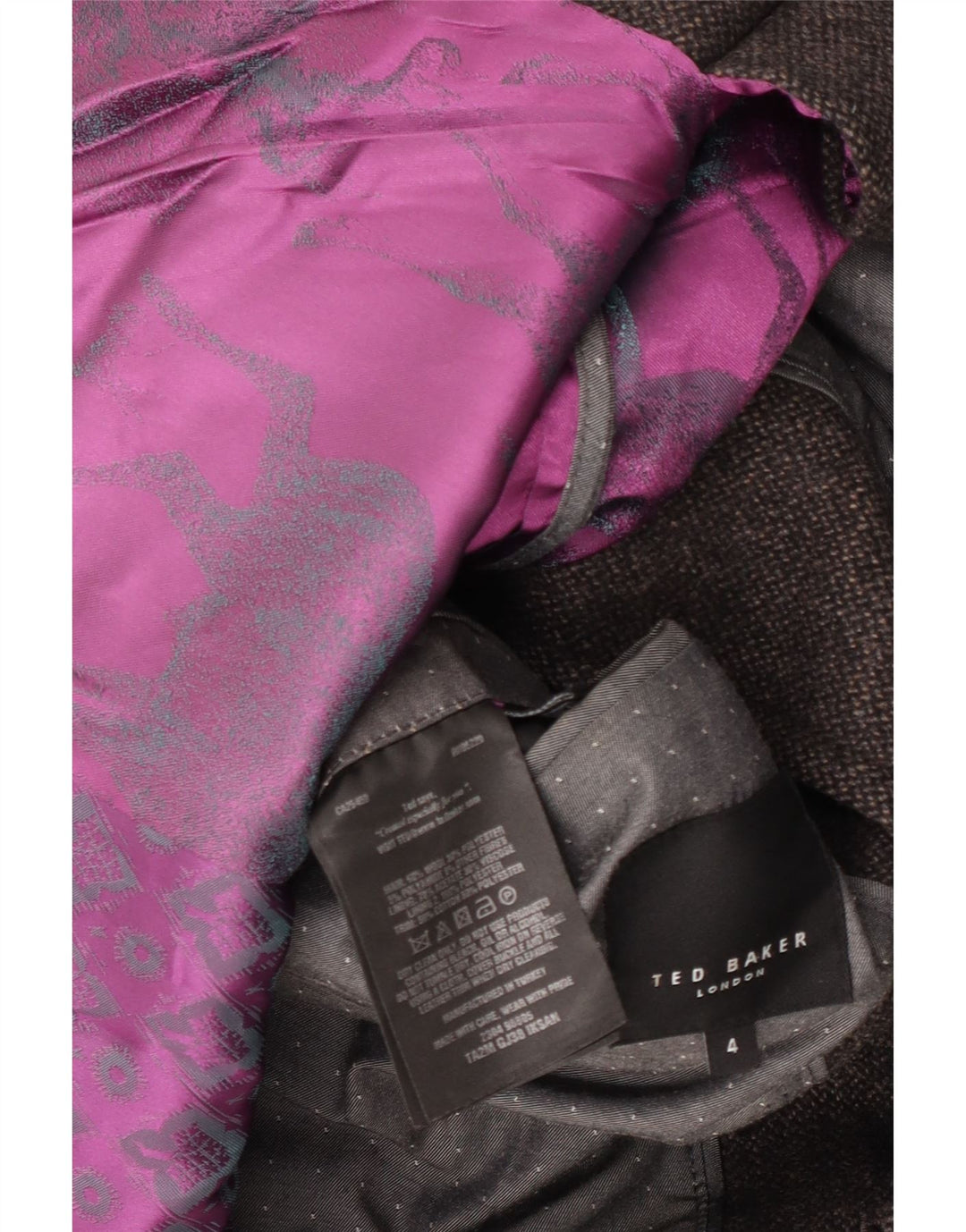 Ted Baker Abrigo para hombre Talla 4 Grande Lana gris
