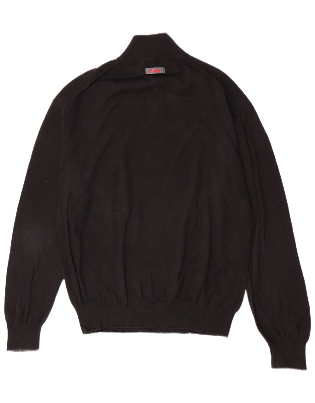 Slam - Jersey con cuello y cremallera para hombre, talla grande, algodón negro