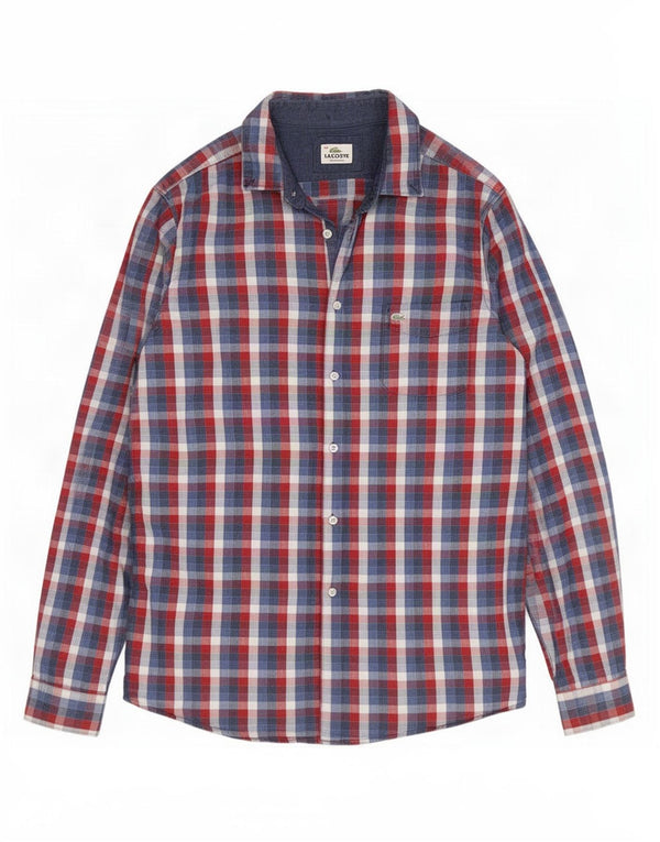 Camisa Lacoste Hombre Regular Fit Talla 44 XL Algodón A Cuadros Azul