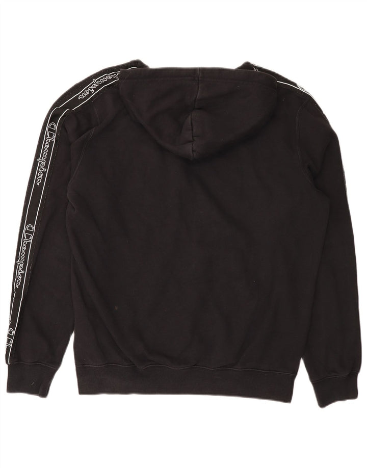 CHAMPION Sudadera con capucha gráfica para hombre Jersey grande de algodón negro
