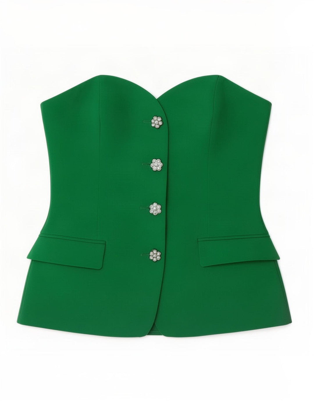 Zara Mujer Crop Top Sin Tirantes UK 40 Small Verde