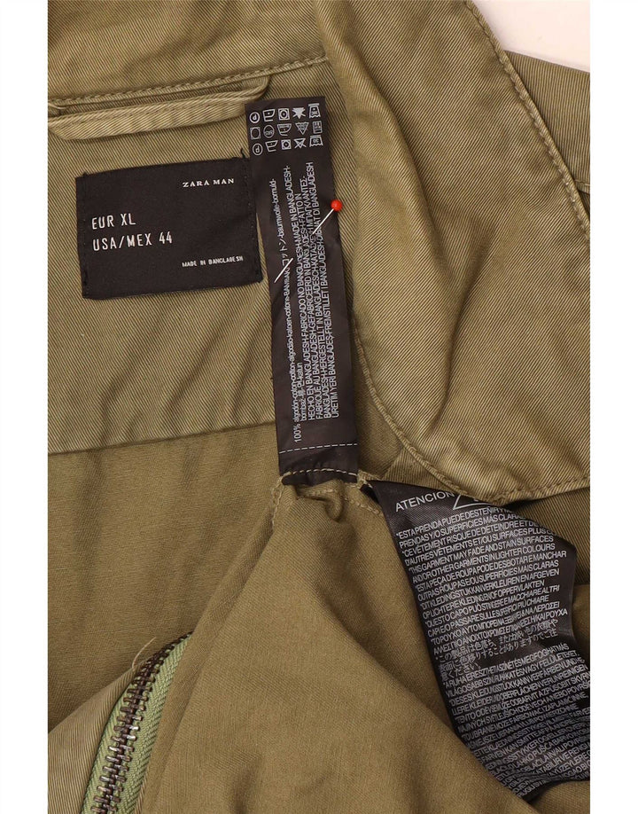 Zara Hombre Cazadora Bomber UK 42 XL Algodón Verde