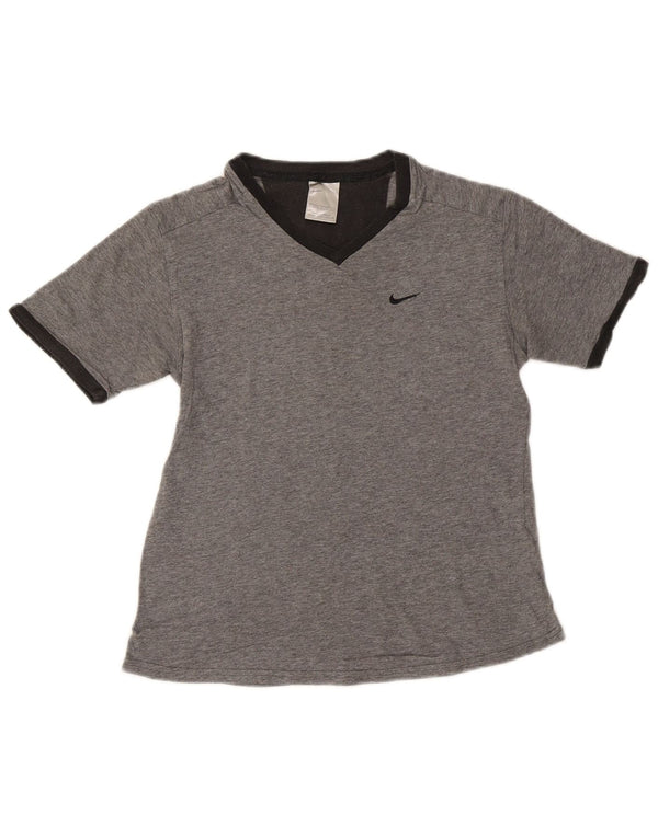 NIKE Womens T-Shirt Top UK 10 Small Grey Flecked Cotton