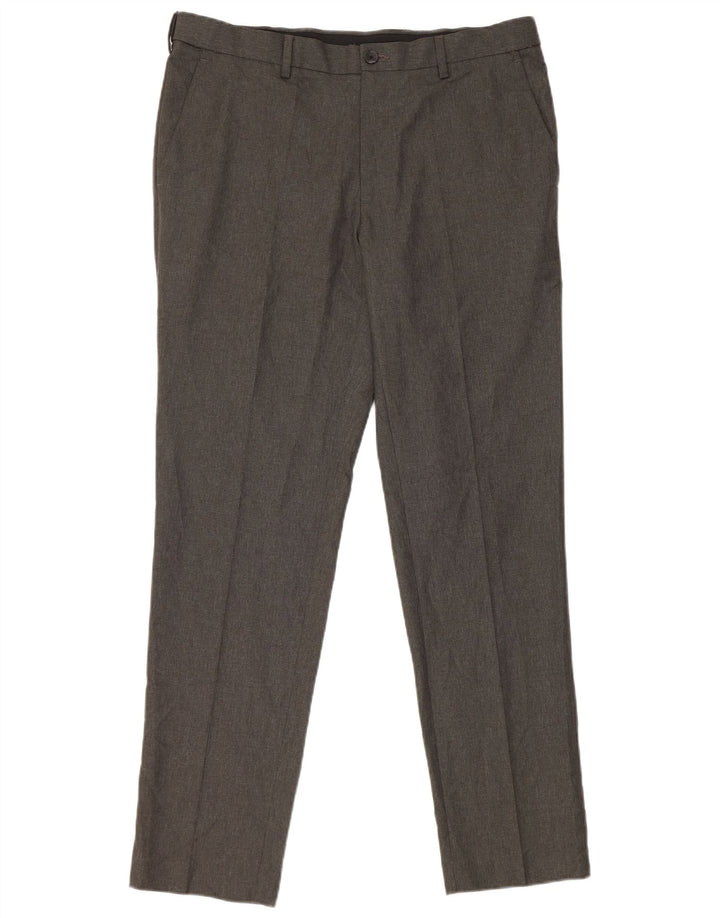 Pantalones de traje rectos para mujer Marks & Spencer W34 L31 Poliéster gris