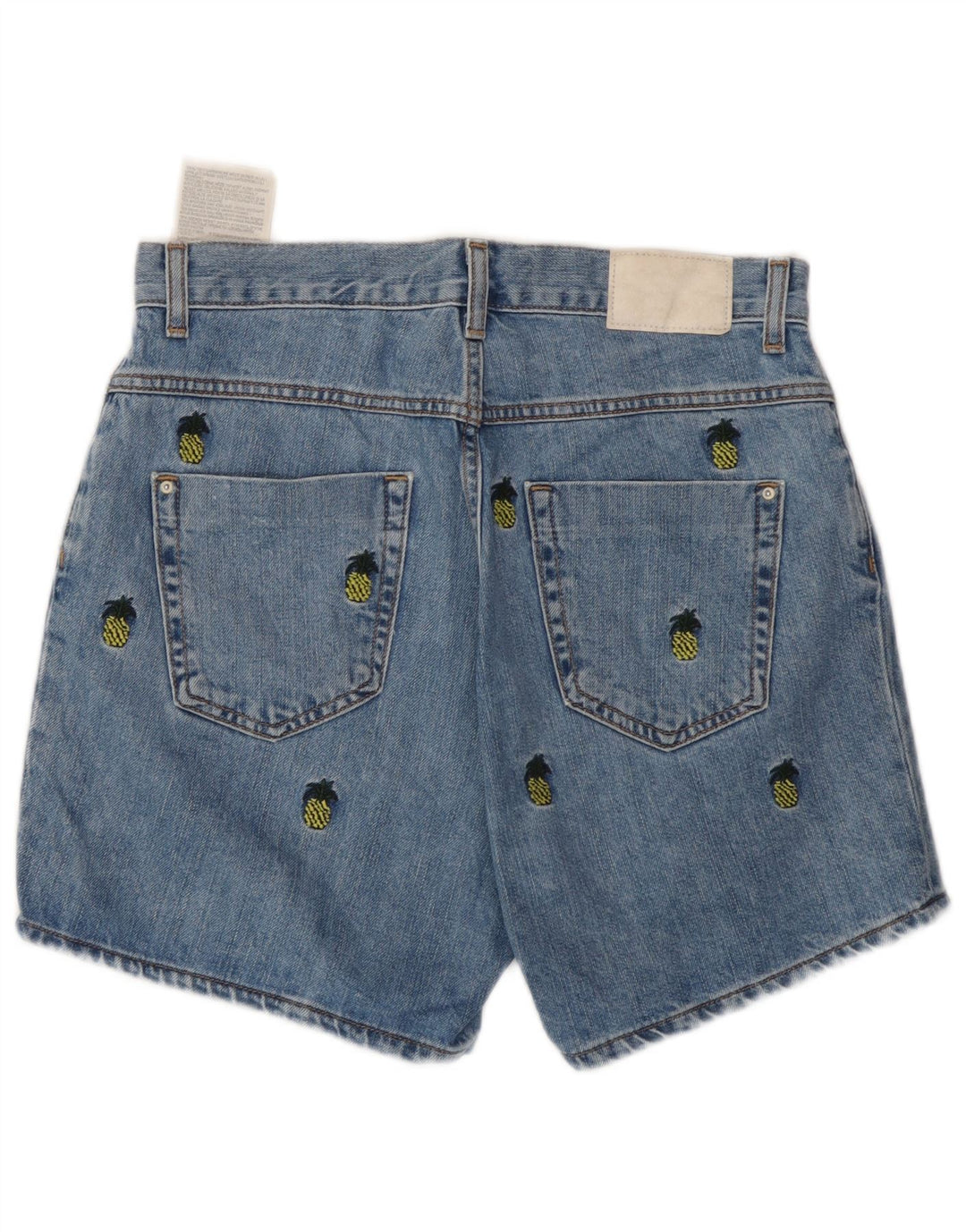 Zara Pantalones cortos de mezclilla con estampado abstracto para mujer EU 38 Small W28 Algodón azul