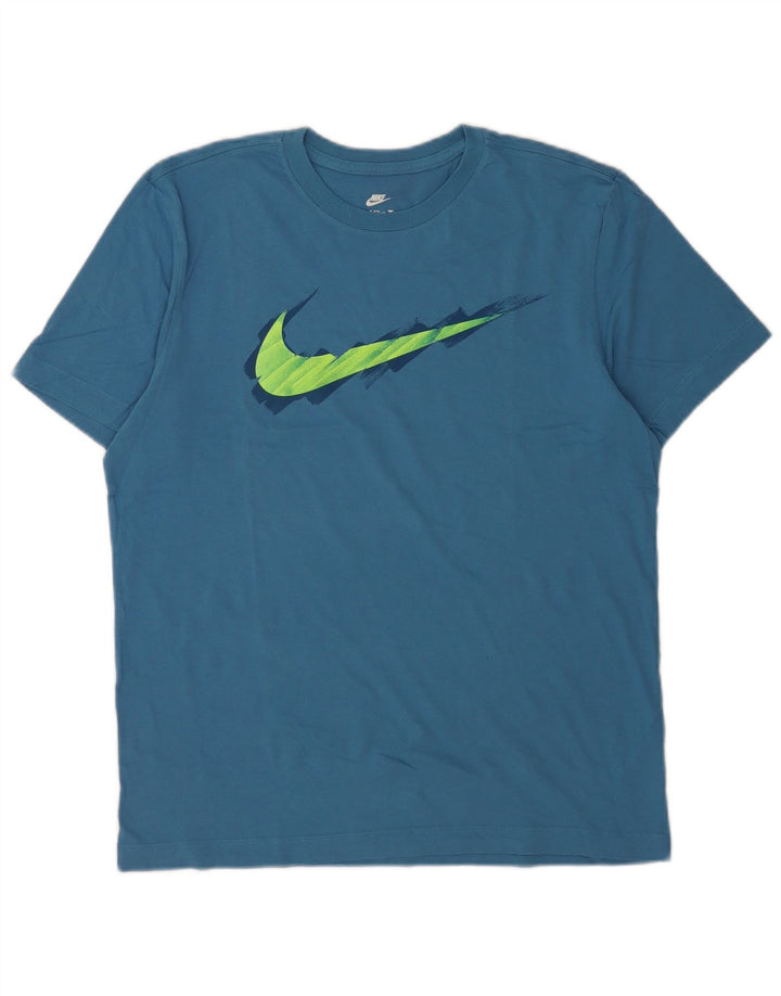 Nike - Camiseta gráfica para hombre, parte superior de algodón azul medio