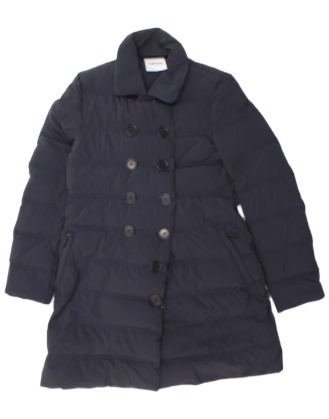 Aspesi Abrigo acolchado de doble botonadura para mujer UK 10 Small Azul marino Poliamida