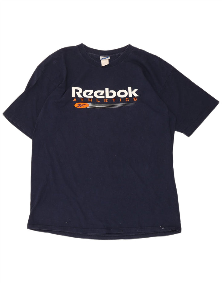 Reebok - Camiseta gráfica para hombre, talla grande, azul marino