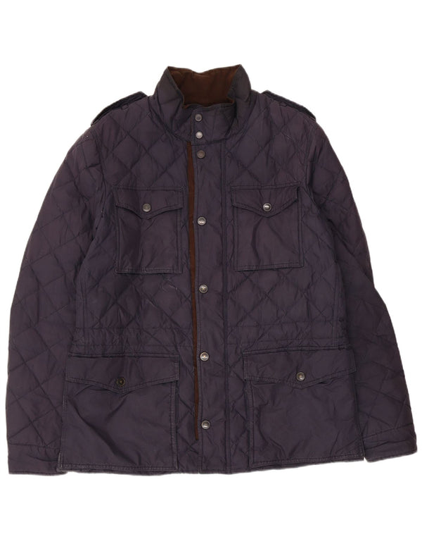 Henry Cottons Mens Military Quilted Padded Jacket IT 50 Large Navy Blue