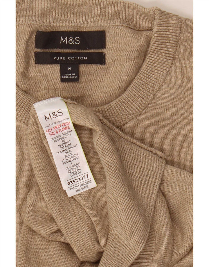 Marks & Spencer Jersey de Cuello Redondo para Hombre de algodón Beige Medio