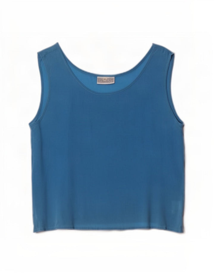 Blusa vintage sin mangas para mujer Top IT 44 Seda azul medio