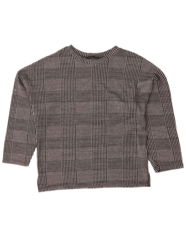 Zara Mujer Suéter De Cuello Redondo De Gran Tamaño UK 10 Small Grey Check