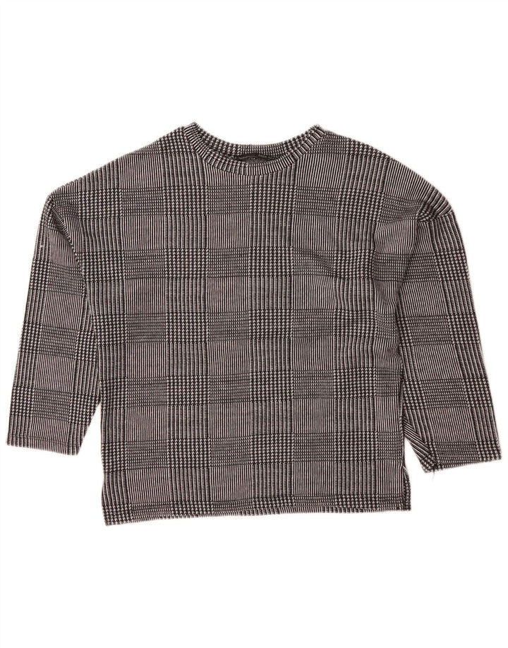 Zara Mujer Suéter De Cuello Redondo De Gran Tamaño UK 10 Small Grey Check