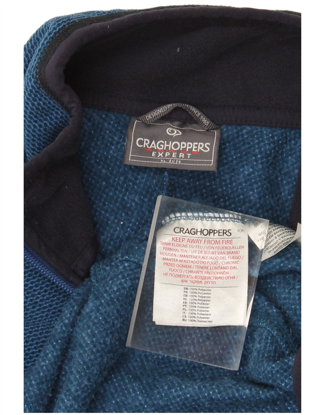 CRAGHOPPERS Jersey polar con cuello y cremallera para hombre XL Poliéster azul