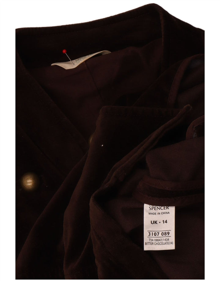 Marks & Spencer Chaqueta Blazer de Terciopelo con 5 Botones para Mujer UK 44 Marrón Medio