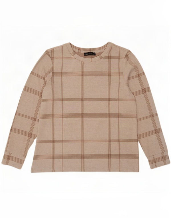 Marks & Spencer Top para mujer de manga larga UK 12 Medium Off White Check