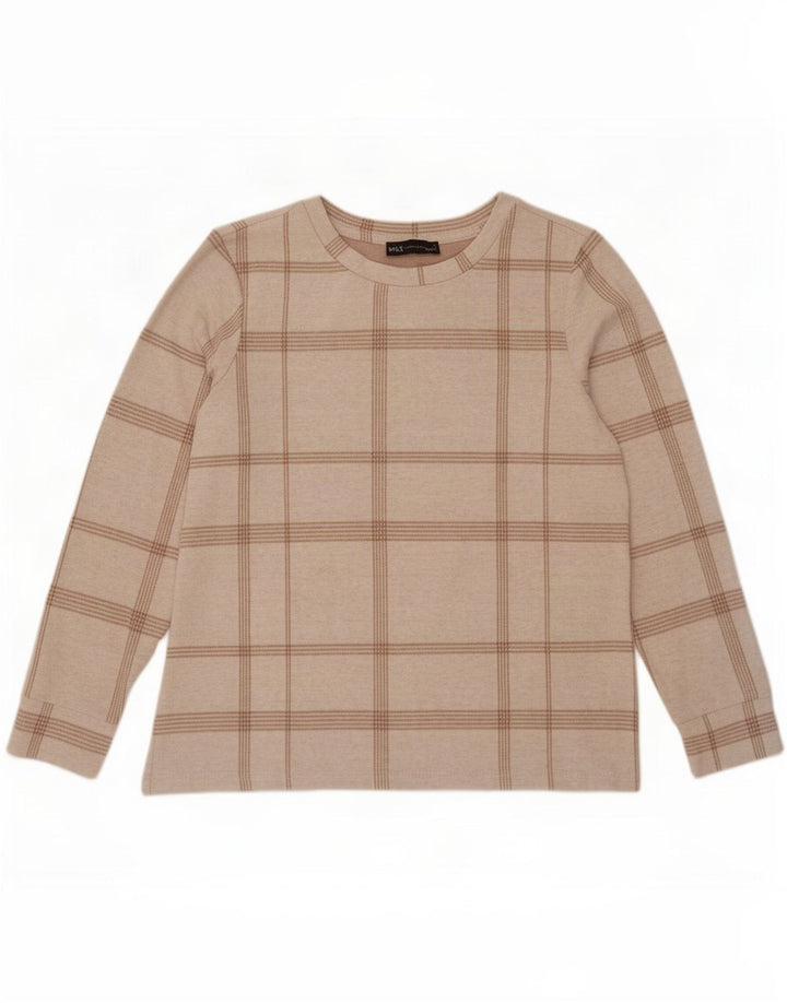 Marks & Spencer Top para mujer de manga larga UK 12 Medium Off White Check
