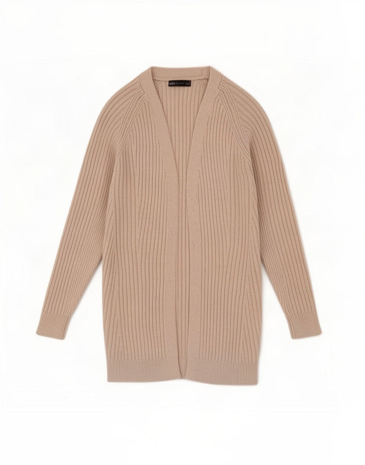 Marks & Spencer Suéter tipo cárdigan abierto para mujer UK 10 Small Beige Poliéster