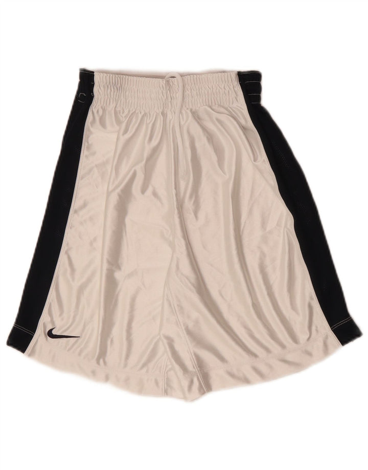 NIKE Pantalones cortos deportivos de cintura alta para niños 7-8 años XS Blanco Poliéster color block