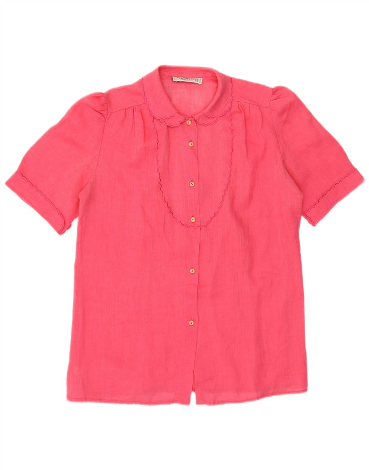 VINTAGE Blusa camisera de manga corta para mujer IT 44 Rosa medio