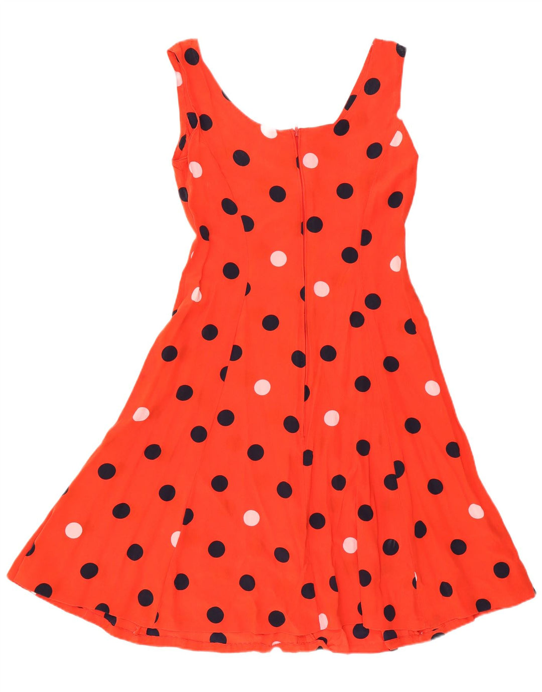 Vintage mujer vestido de sol Reino Unido 14 medio rojo lunares