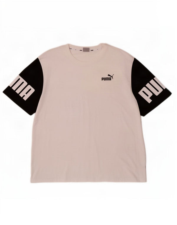 Puma Camiseta gráfica para hombre Top 2XL Blanco Colorblock