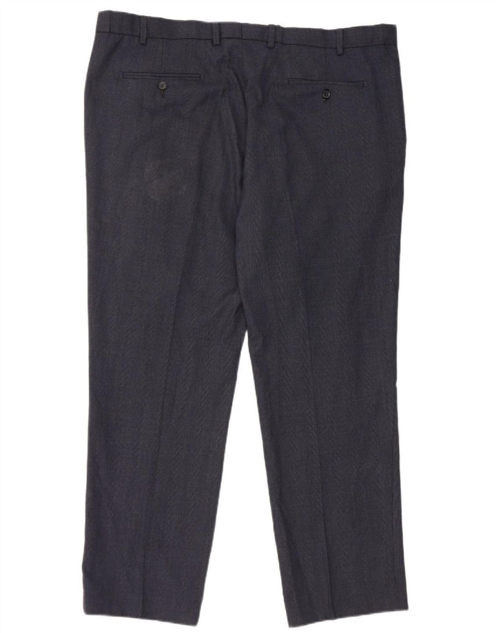 Marks & Spencer Pantalones de traje a medida para hombre W42 L31 Azul marino a cuadros
