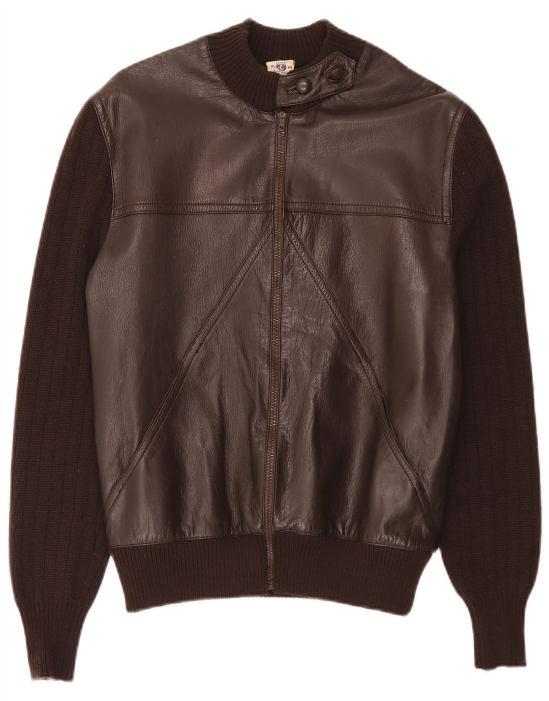 Chaqueta de cuero de punto vintage para mujer IT 44 Marrón medio