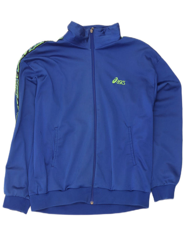 Asics Mens Graphic Chándal Top Chaqueta IT 56 2XL Poliamida Azul