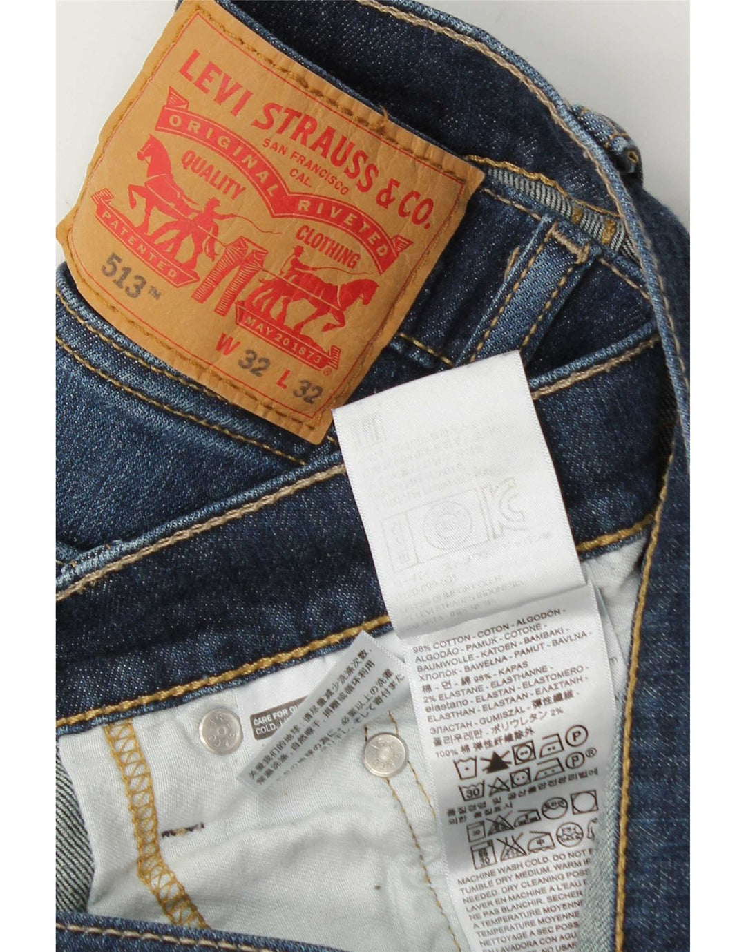 Levi's Hombre 513 Vaqueros Rectos W32 L32 Algodón Azul