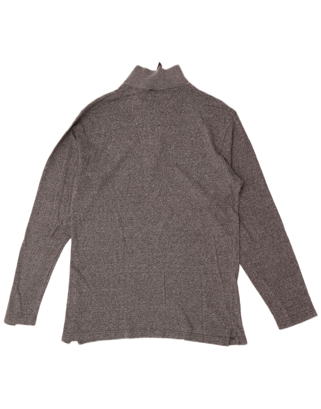 Champion Top con cuello y cremallera para hombre, manga larga, algodón moteado en gris medio