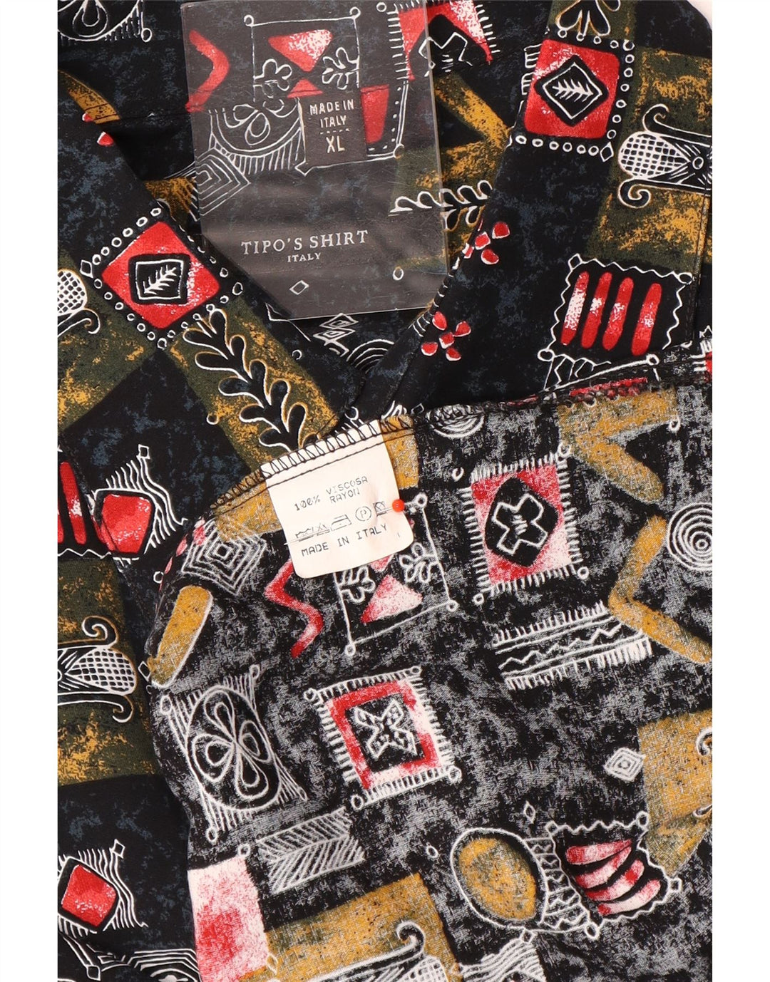 Camisa de manga corta para hombre Tipo' S XL Viscosa patchwork negra
