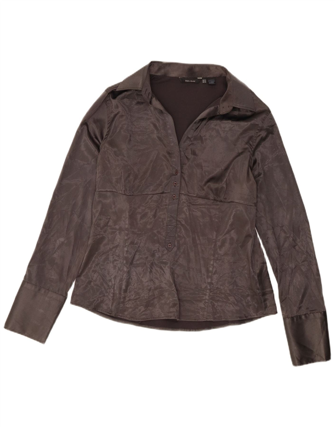 Zara Mujer Jersey Camisa Blusa ES 40 XL Poliéster Gris