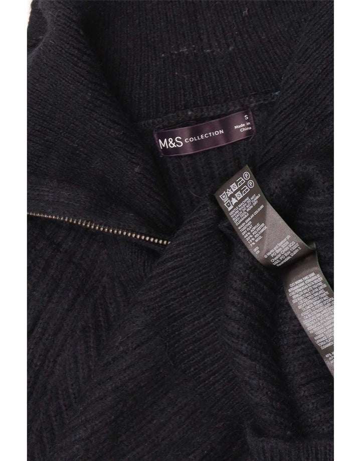 Marks & Spencer Jersey con cuello y cremallera para mujer UK 10 Small Azul marino
