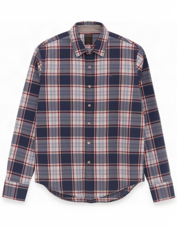 Camisa Tommy Hilfiger para hombre Algodón a cuadros azul marino mediano