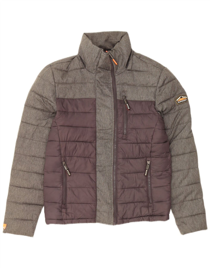 SUPERDRY Chaqueta acolchada para hombre ES 36 Small Gris Colorblock Nylon