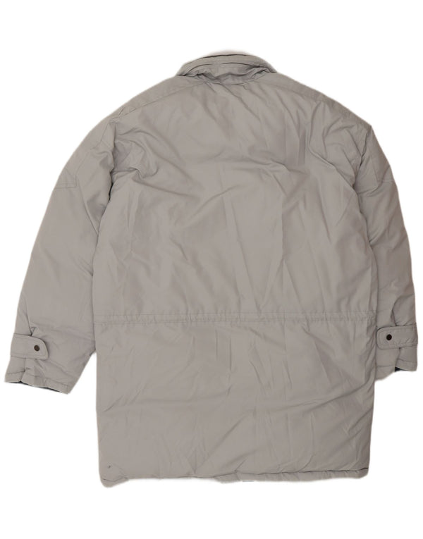 VINTAGE Hombres Loose Fit Abrigo acolchado Reino Unido 36 Pequeño Poliéster Gris