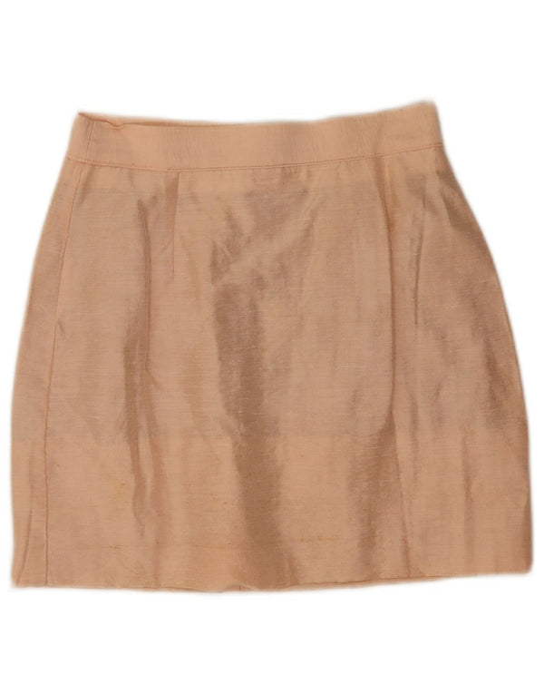 Vintage mujer cintura alta mini falda IT 42 Medio W24 Beige