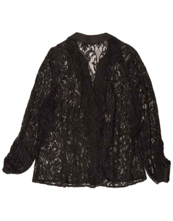 Marina Rinaldi Blusa de encaje para mujer talla 25 grande negro floral