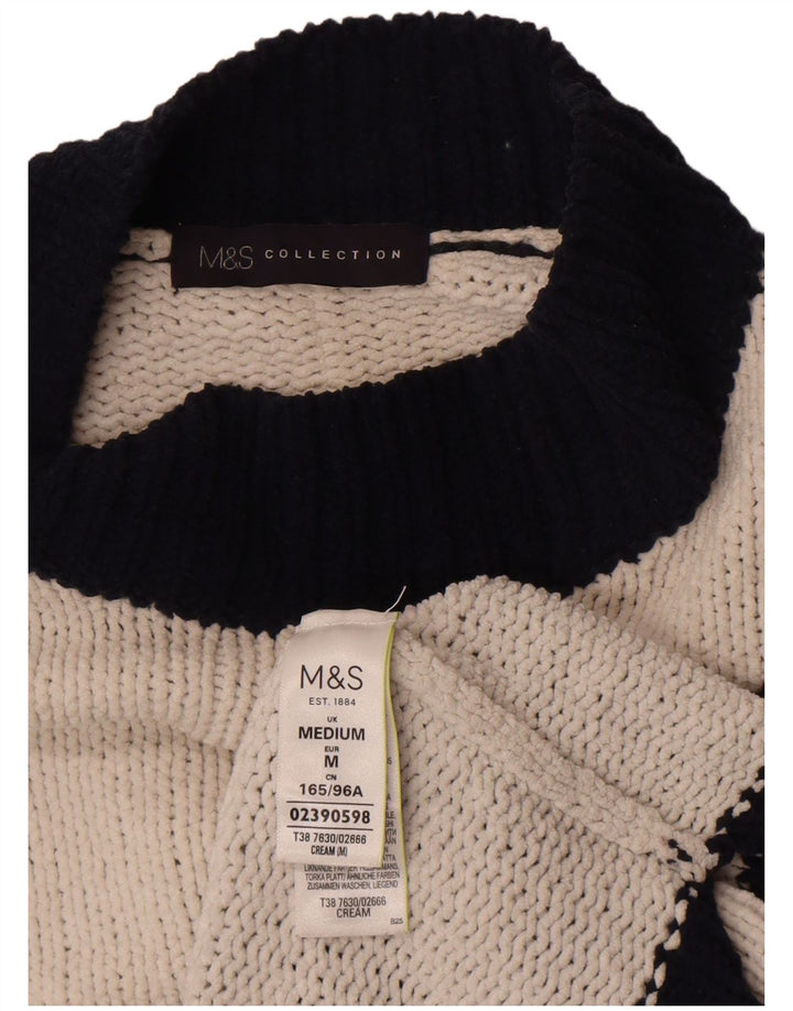 Marks & Spencer Jersey con cuello alto para mujer, talla 40, talla mediana, color blanco