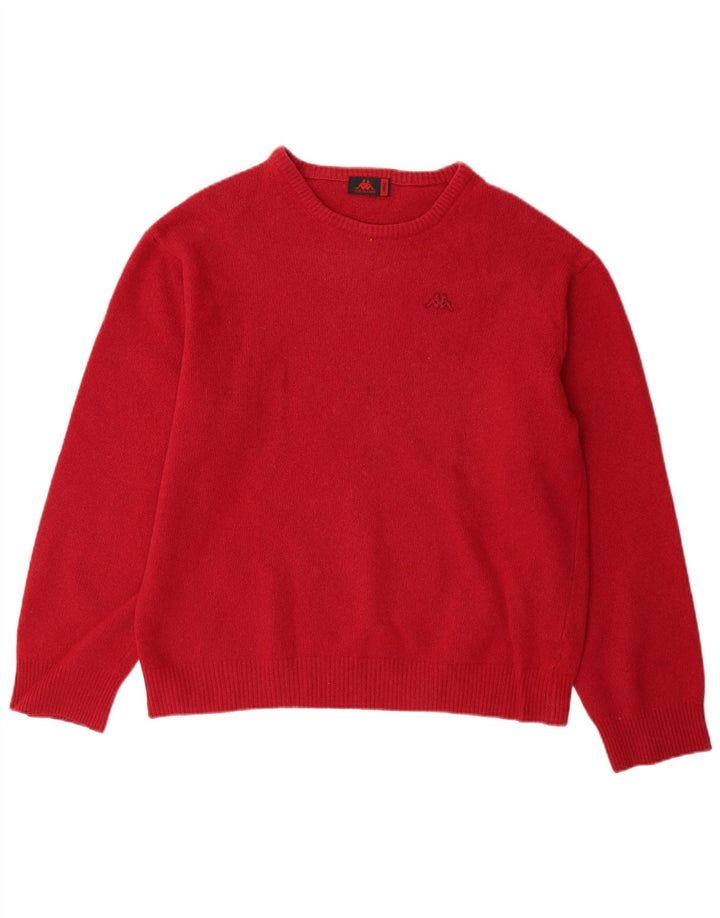 Kappa Hombre Jersey Con Cuello Barco Jersey De Lana De Cordero Rojo Grande
