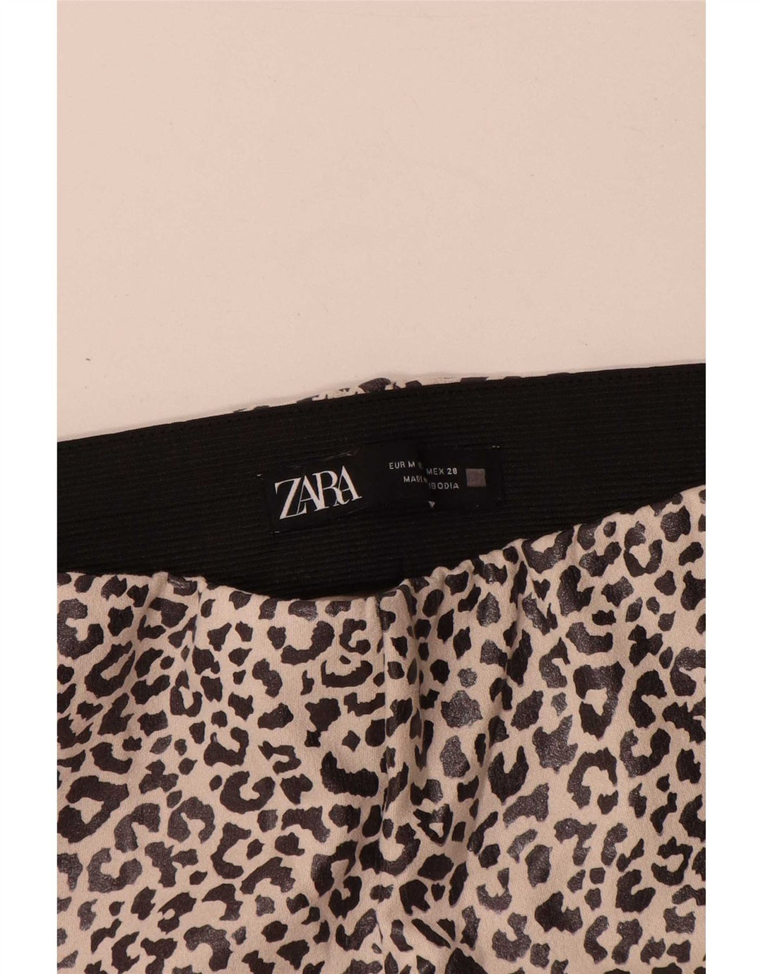Zara Mujer Leggings Reino Unido 40 Medio Beige Animal Print Poliéster